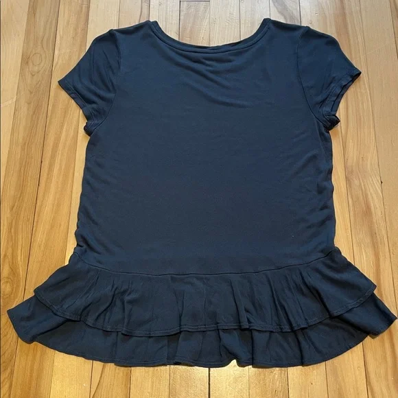 LOFT Dark Blue Ruffle Hem Top - Picture 4 of 4